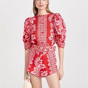 NEW Farm Rio Flora Tapestry Red Top Size XL